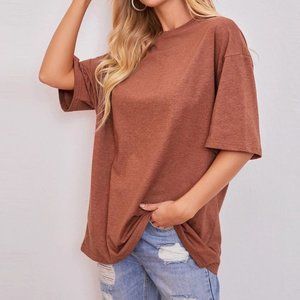 Solid Drop Shoulder Oversized Tee | SHEIN USA